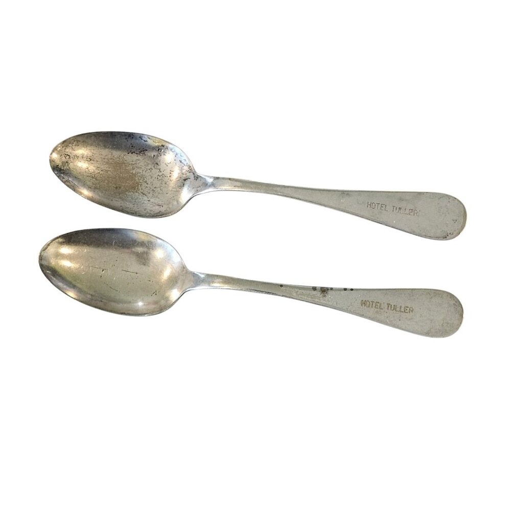 Antique Hotel Tuller Silver Plate Spoons Flatware Engraved Detroit Michigan‎